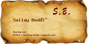 Sallay Bedő névjegykártya